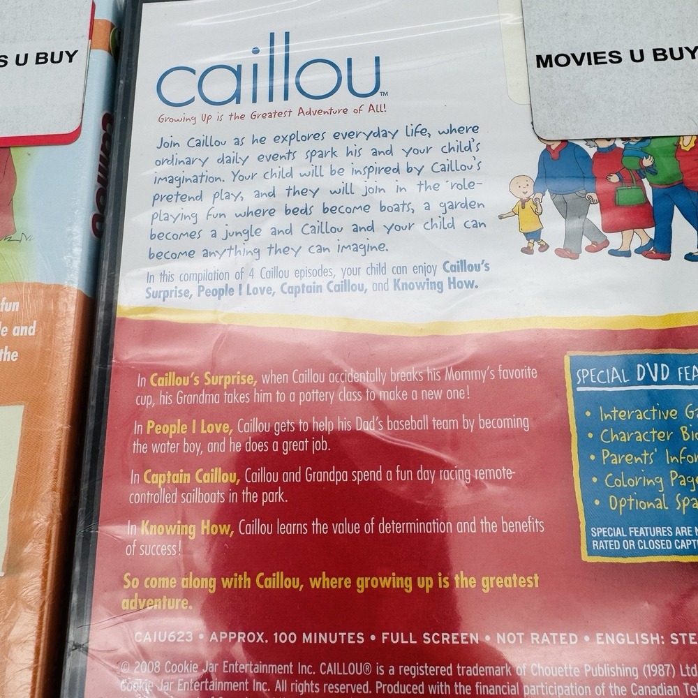 New Caillou DVD Lot of 2 Garden Adventures Family Favorites + Puzzle NIB - Picture 7 of 11